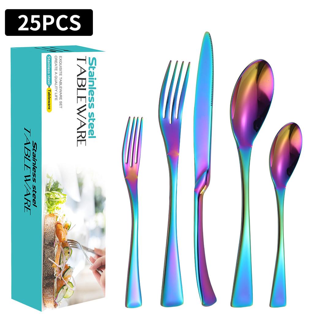 Stainless Steel Tableware Suit Ka Ya Steak Knife, Fork and Spoon Four-Piece Set 4-Person 6-Person Tableware