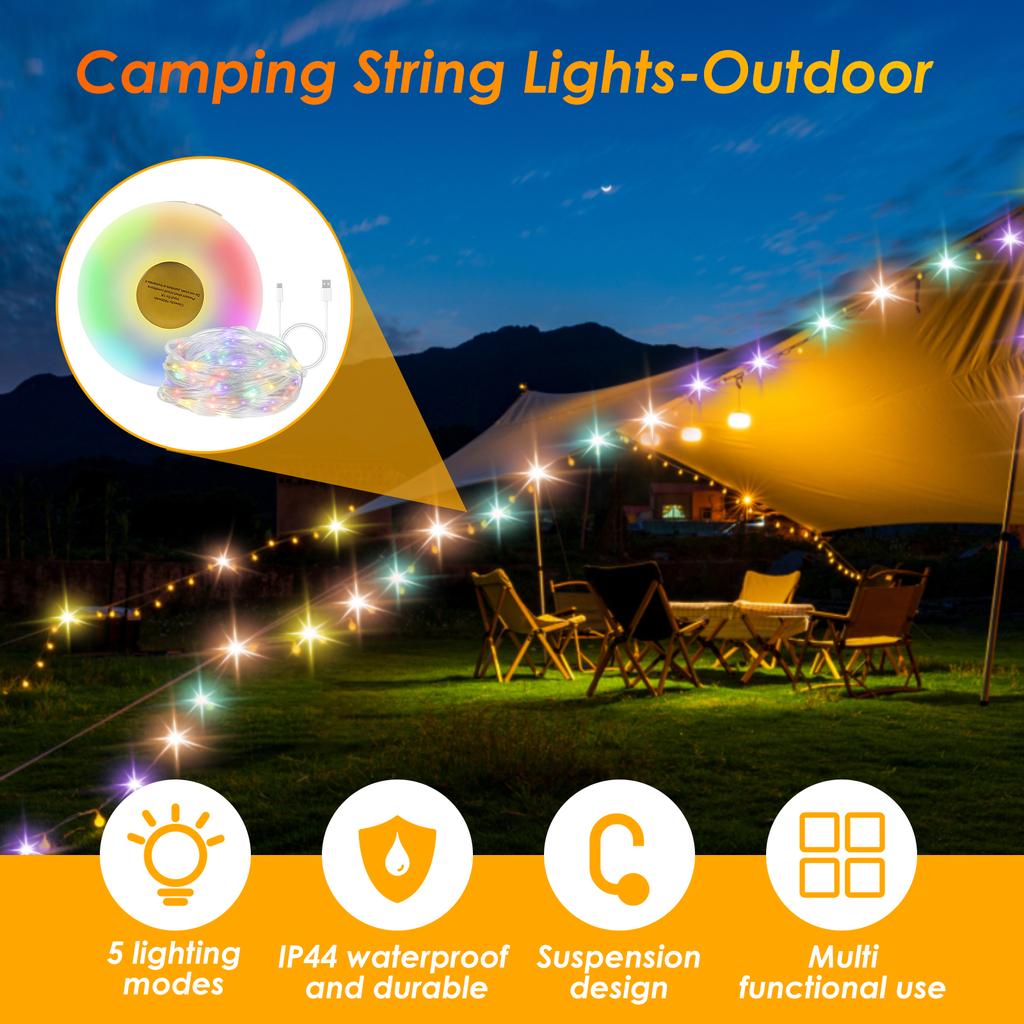 Rechargeable Flashlights Rollable LED Garland Camping Light wLED String LightsColorful Festive Atmosphere Party Tent Lighting