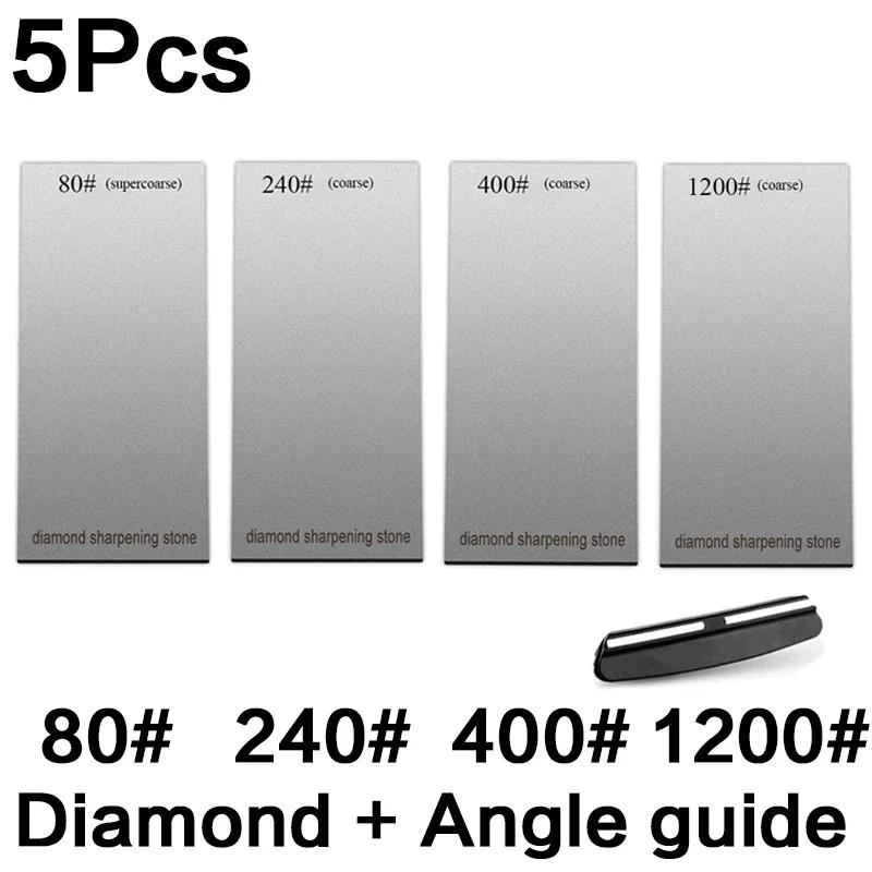 120/600/1500/3000 Grit Diamond Sharpening Stones Knife Sharpener Anti-skid Base Kitchen Knife Sharpening Tool Set Flake Plate