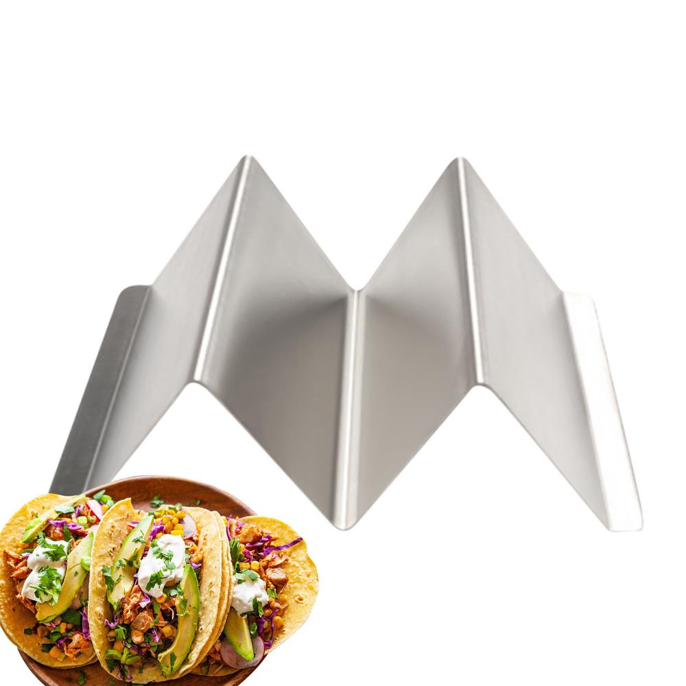 Taco Holder Stand Stainless Steel Tray W-Shaped Taco Holder Kitchen Dining Room Cafeteria Rustproof Taco Holder Space-Saving