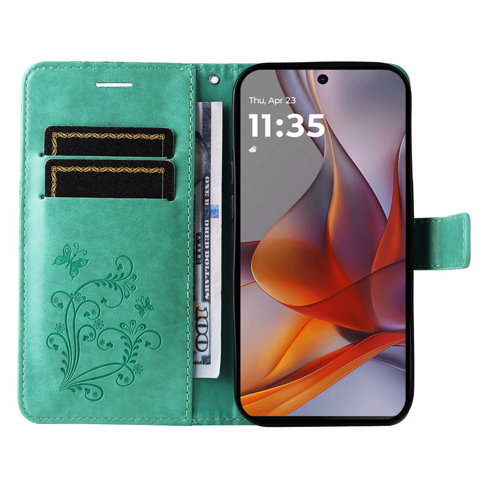 

For Motorola Moto G75 5G Wallet Case Floral Butterfly Imprinted Leather Phone Cover Stand Light Purple