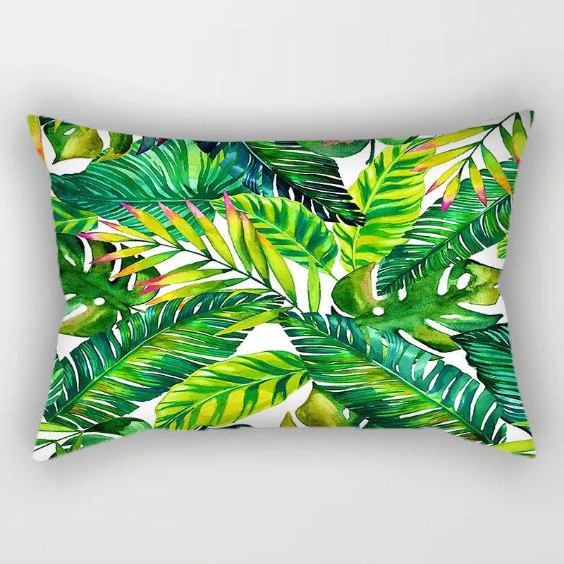 Tropical Plant Pattern Rectangular Polyester Pillowcase, Sofa Living Room Decorative Cushion Cover, Bedroom Bedside Pillow Cover