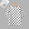 ZANZEA Blusa Casual da Donna a Pois con Scollo Rotondo e Maniche Corte