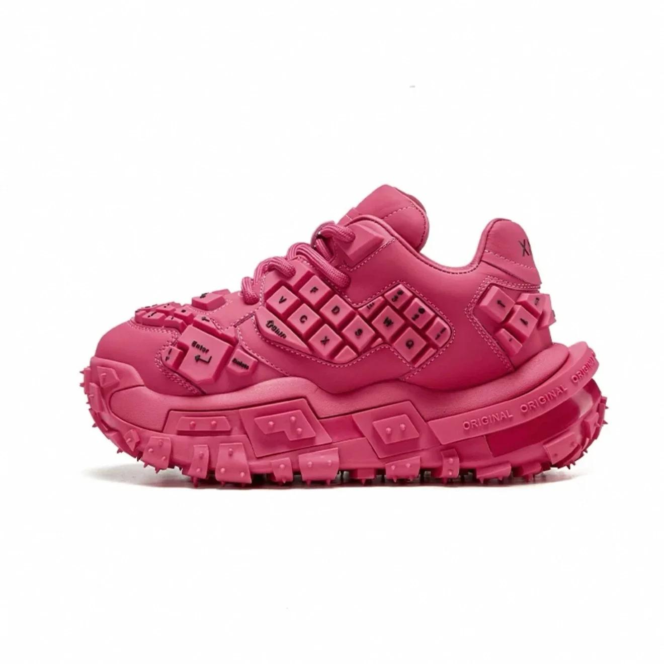 

Women s Sports Shoes Keyboard Shape Lace Up Thick Sole Trend Women Shoes 2026 Creativity Leisure Personality Zapatillas De Mujer 35 розы красного