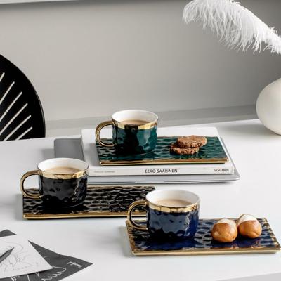 Set Stile Nordico Lusso Leggero Tazza da Caffè Sottobicchiere con Cucchiaino Tazza da Tè Pomeridiano in Ceramica Tazza da Ufficio per Uomo e Donna Tazza da Acqua Ecologica