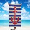 Toalla de Playa de Microfibra Azul Rayas Blancas Toalla de Baño Fina Absorbente Extra Grande para Playa Natación Acampada Yoga Baño Deporte