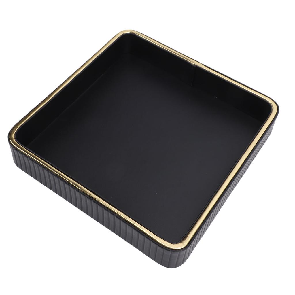 Perfume Tray Jewelry Trinket Organizer Tray Multipurpose Nightstand Organizer for Vanity Countertop Bedroom Black and