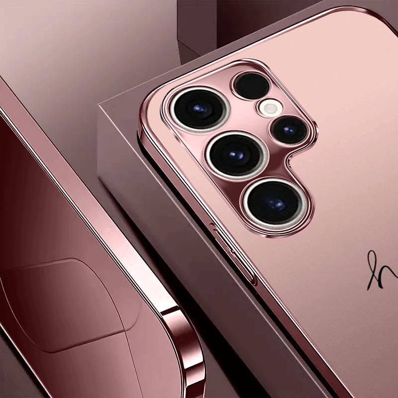 Husă de telefon din sticlă securizată metalizată cu model minimalist de litere Pentru iPhone 17 16 15 14 13 12 11 Pro Max 15 14 Plus 17 Air 17E Cover