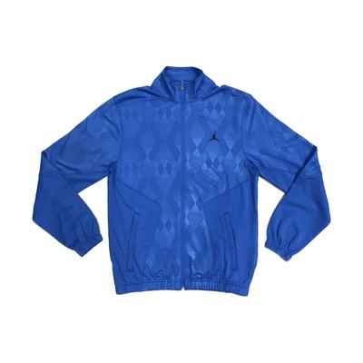 Solid Color Logo Print Zip-Up Knit Jacket Men Jackets Blue 528683-406