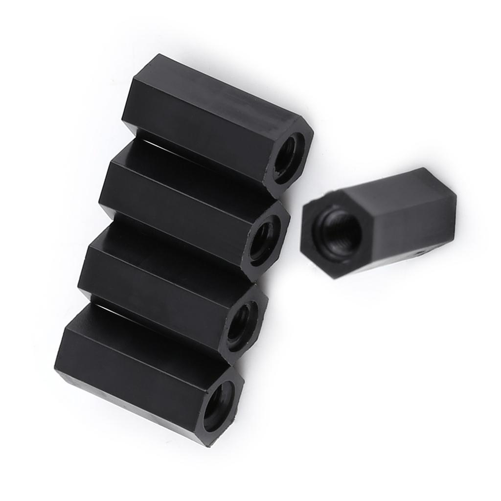 100Pcs Black PA66 M3 Female X M3 Female Hex Threaded Spacer Standoff