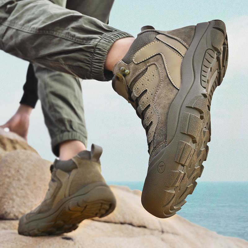 New High Top Ankle Boots High Quality Mens Genuine Leather Shoes Outdoor Sneakers Walking Boots Warm Snow Casual Hiking Shoes