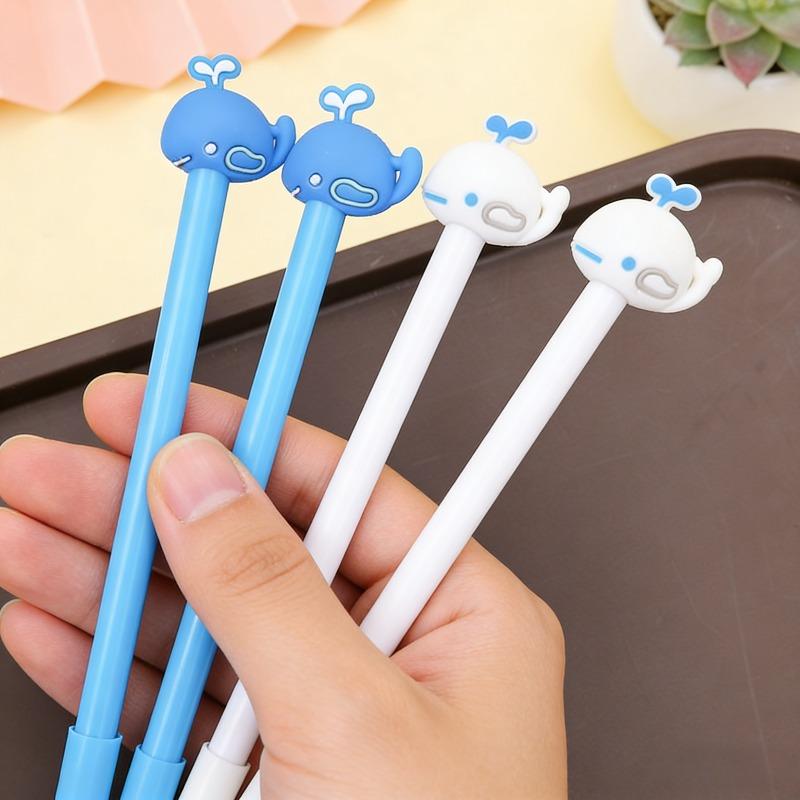 4 Pcs Cute Cartoon Water Whale Modeling Neutral Pen Creative Student Office Water Pen Black Signature Pen Stationery