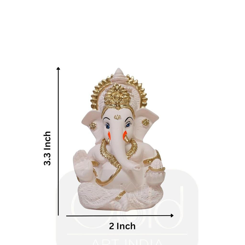 Ceramic Ganesha Ivory Peach with Gold Jewelry Finish | Vinayaka Murti for Home Decor | Ganpati for Car Dashboard
