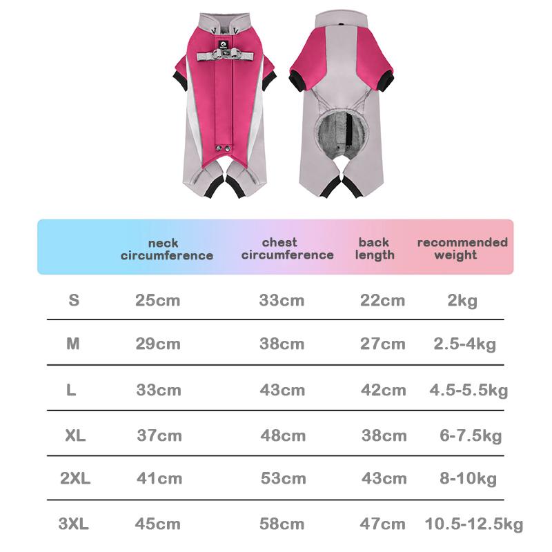 

Autumn Winter Warm and Fluffy Four Leg Protection Suit Dog Windproof Cotton Clothes With Reflective Stripe Dog Clothes Dog Coat S