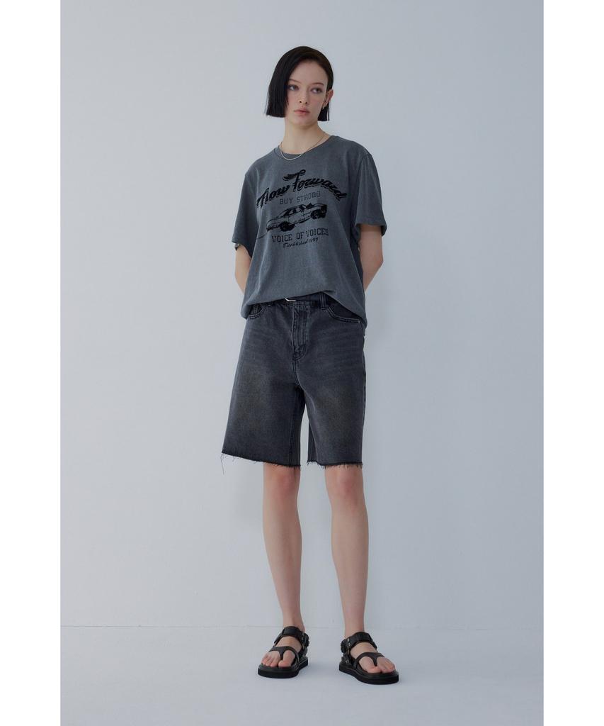 Bobeu Racing Graphic Pigment Washed T-Shirt_Charcoal 7156240005