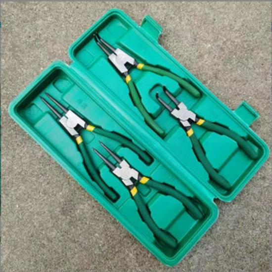 Manual Circlip Pliers Set - 4-Piece with Straight & Bent Jaws, Multiple Specifications
