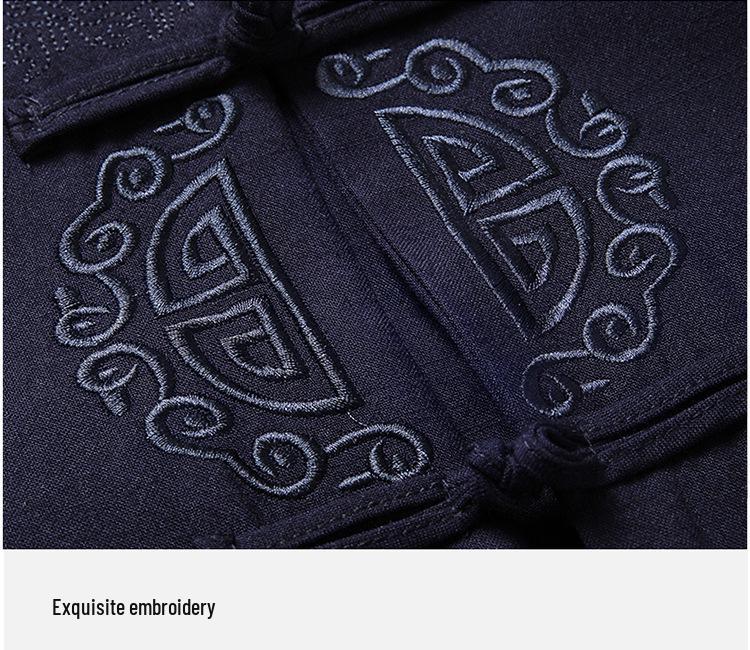 Men's Long-Sleeve Tang Suit Hanfu Set - Chinese Style Father's Birthday Outfit