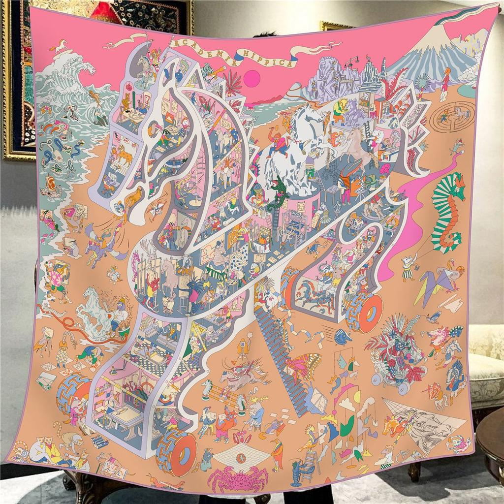 Sciarpa Quadrata da Donna in Finta Seta e Lana 110X110M Elegante Chic Lusso Regalo di Natale Compleanno Festa Ufficio Wrap Quotidiano