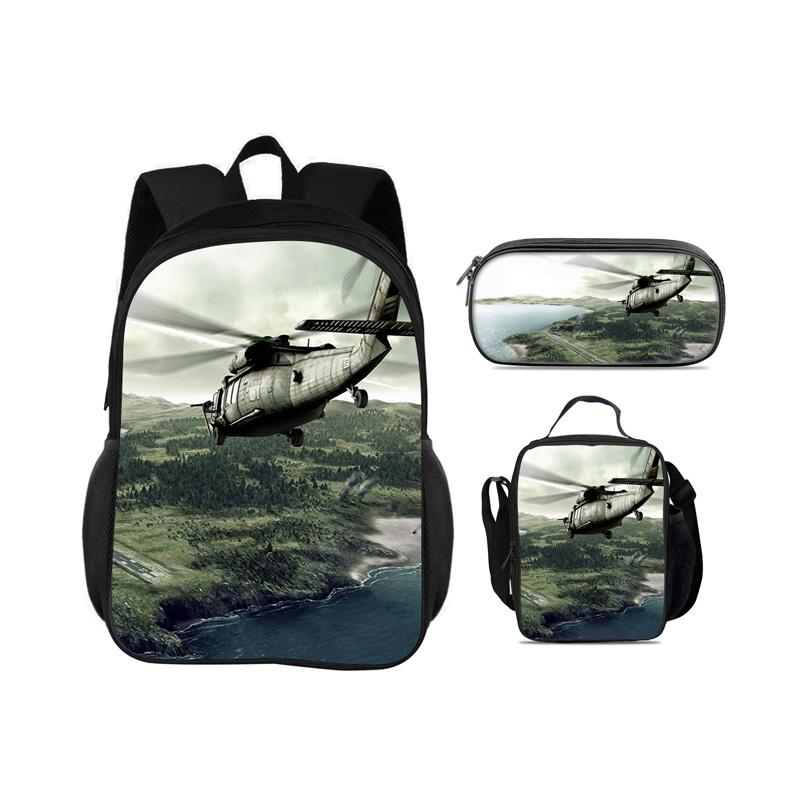 Helikopterrugzak, etui, icepack, set van 3 stuks, mechanische opdruk, beste verjaardagscadeau voor jongens en meisjes op school