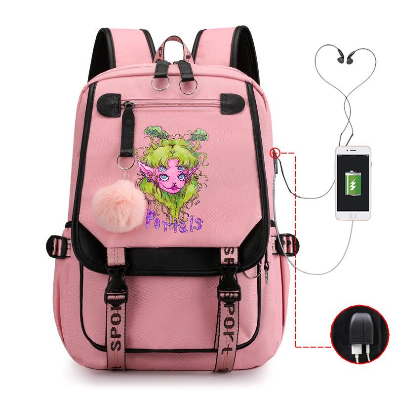 Peripheral Printed Backpack Female Fashion Student Multifunctional Casual School Bag