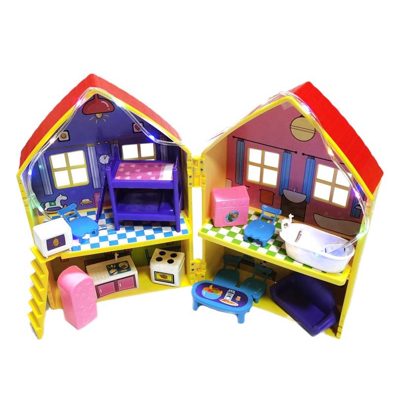 2022 Hot Sale Wangji Happy Family ABS Plastic Toy Kits DIY Educational Multi-color Miniature Scale Cubby House Furniture Kids
