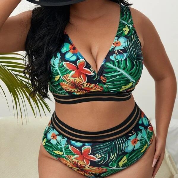 2024 Plus Size High Waist Sexy Split Bikini for Women