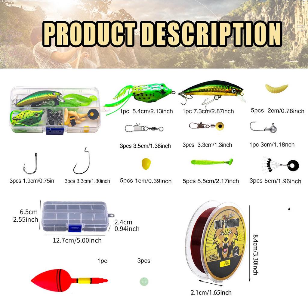 Red & Green Double Rod Set with Landing Net: Multifunctional, Portable, Large Capacity Fishing Gear Bag