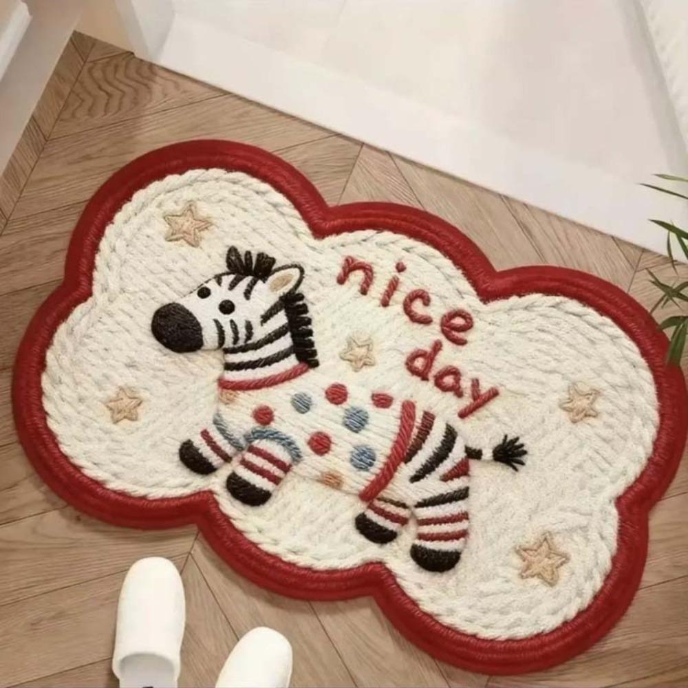 Durable 40*60cm Bath Mat Dirt-scraping Surface Water Absorption Pony Door Mat Non-slip Backing Household Carpets Home Decoration