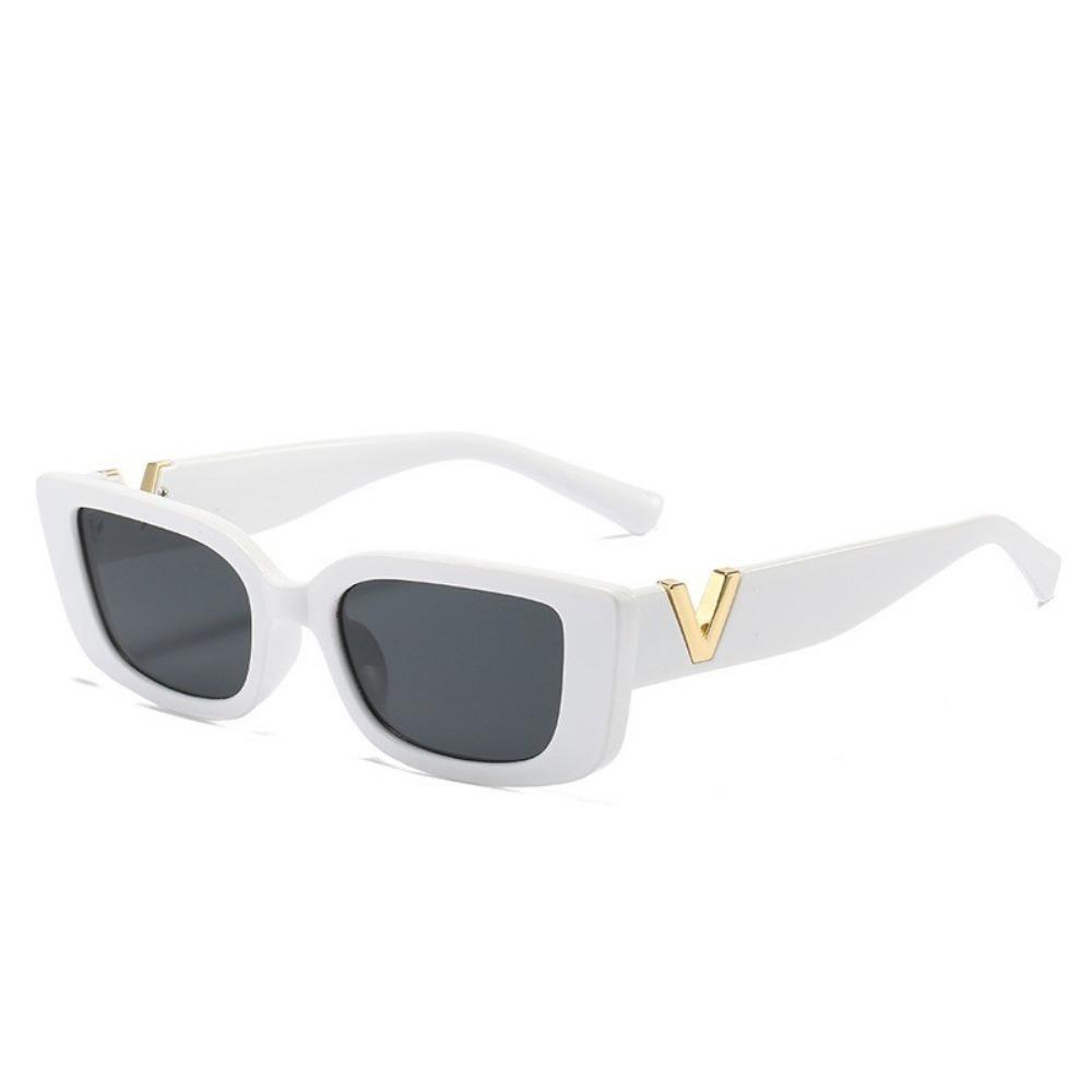 Retro Rectangle Sunglasses Women/Men Unisex with Fashion V-shaped Foots Outdoor Sunshade