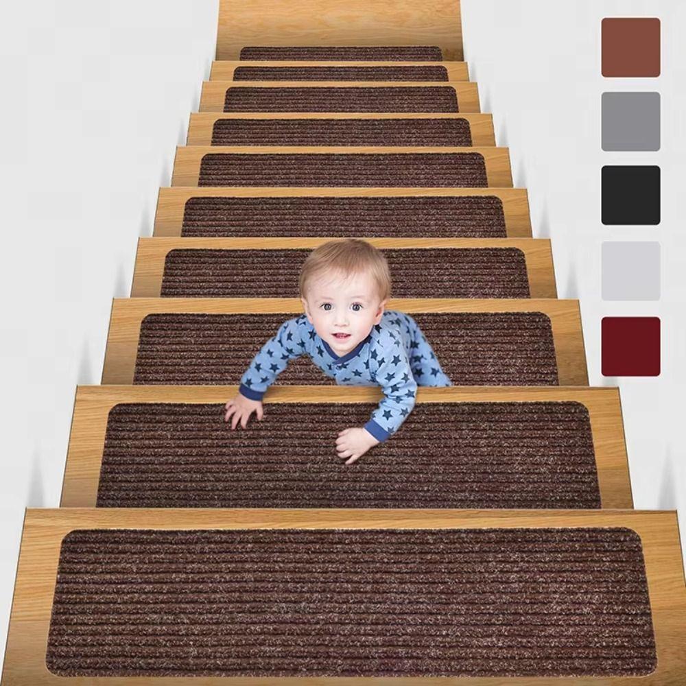 Fashion 76X20cm Staircase Mat Self-adhesive Safety Stair Tread Carpet Mat Soft Stripe Non-Slip Protection Cover Pads Home Decor