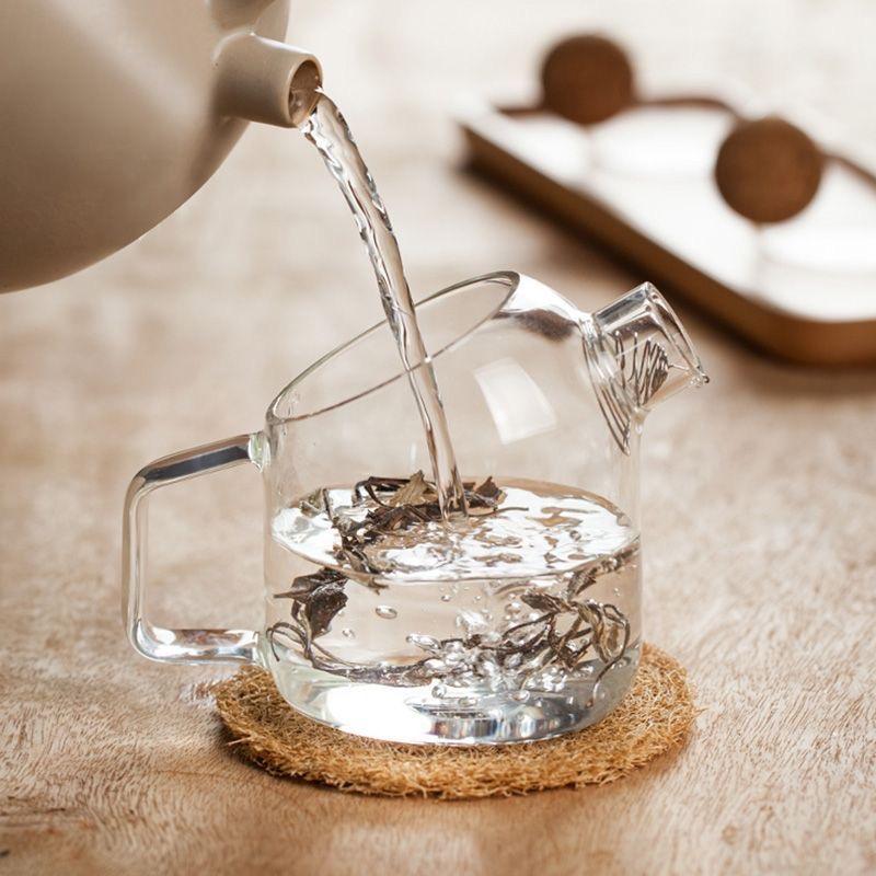 Creative Borosilicate Glass Teapot with Cork Lid & Handle | Large Capacity Water & Juice Kettle