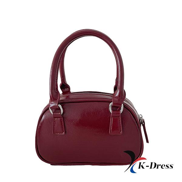 Emaille Mini Crossbody Bowling Bag Two-Way Strap Tote Leren Telefoontasje