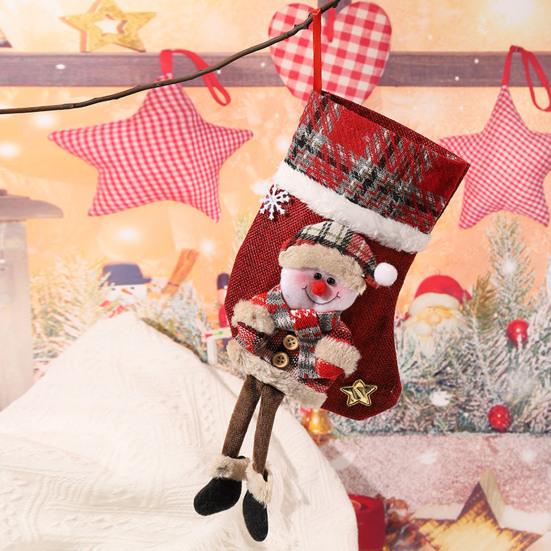 Christmas Stockings Large Plush 3D Santa Snowman Reindeer Bear Hanging Stockings for Mantel Tree Fireplace Holiday Party Decor
