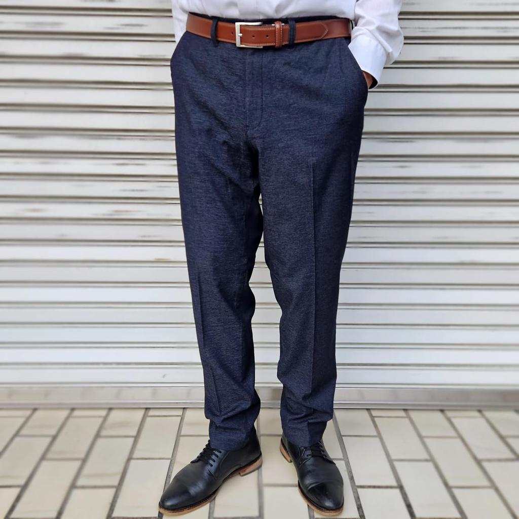 [PARIS 16e] Men's Slacks, Hemmed, Autumn/Winter, Warm Pants, Business, No Pleats, Slim Fit, Stretch, Navy, L 76