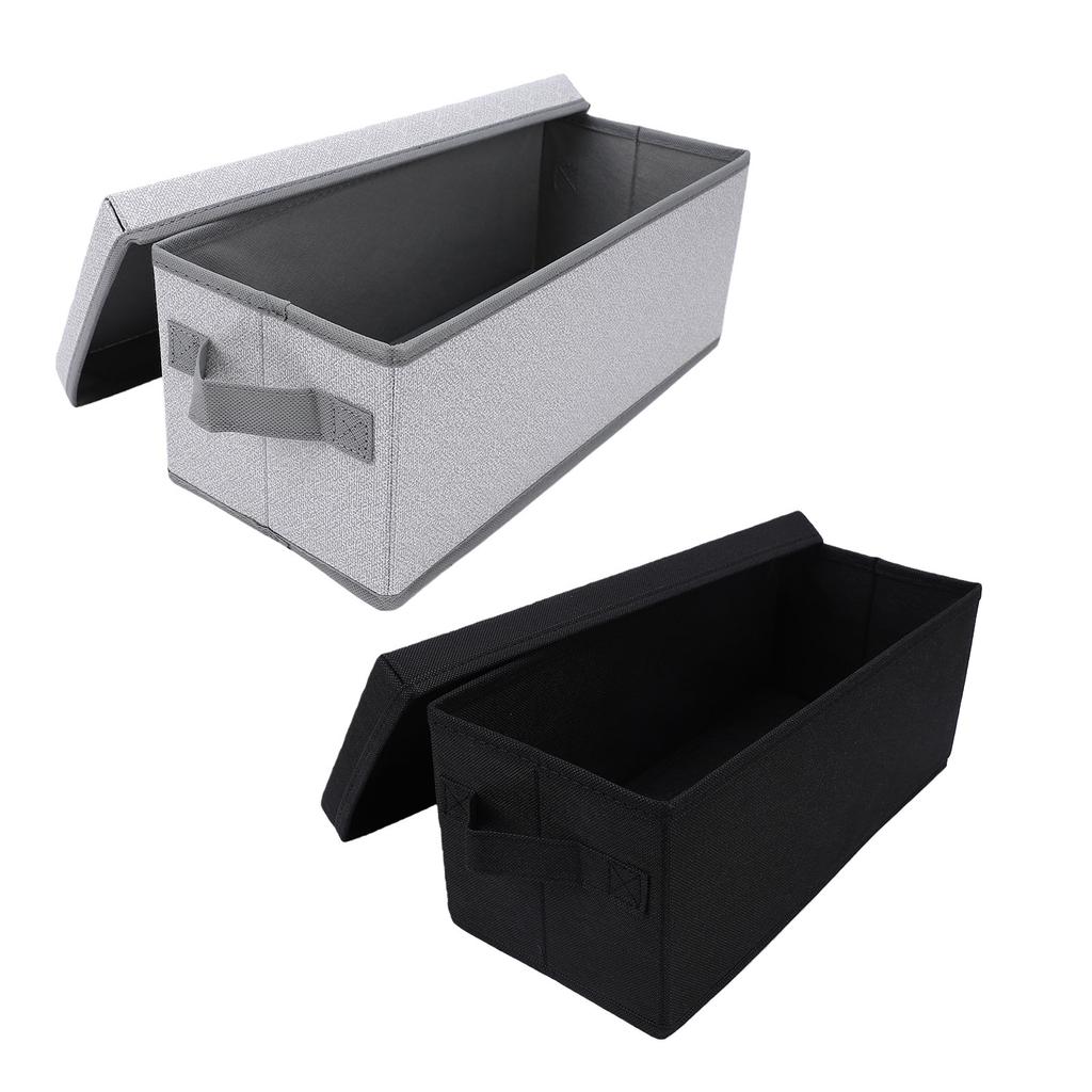 2PCS CD Storage Box with Lid Foldable High Capacity Stackable DVD Holder Case for Desktop Gray White+Black