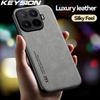 KEYSION Luxury Retro PU Leather Phone Case for Xiaomi 17T Pro 5G Soft Silicone+PC Shockproof Phone Back Cover for Xiaomi 17T