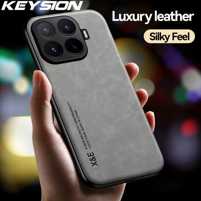 KEYSION Luxury Retro PU Leather Phone Case for Xiaomi 17T Pro 5G Soft Silicone+PC Shockproof Phone Back Cover for Xiaomi 17T