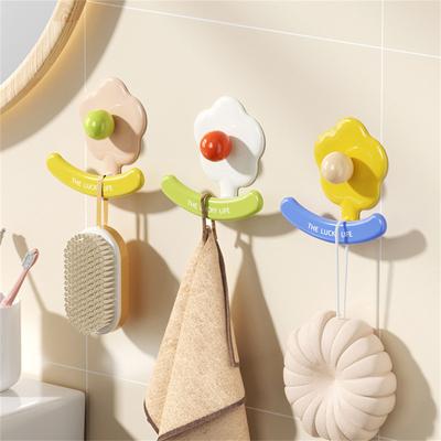 Bathroom Without Drilling Creative Flower Hook Easy Installation Strong Adhesive Waterproof for Renters and Families