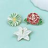 Charming Red Rose & White Lily Cartoon Brooch - Cute Metal Flower Corsage Badge