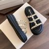 Internet Celebrity Rivet Cool Slippers Women Summer Wear Sexy Versatile Muffin Thick Bottom Word Beach Shoes Women Heightening Women's Shoes