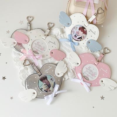 With Keychain ID Photo Photocard Frame PU Card Cover Idol Card Display Protector  School Stationery