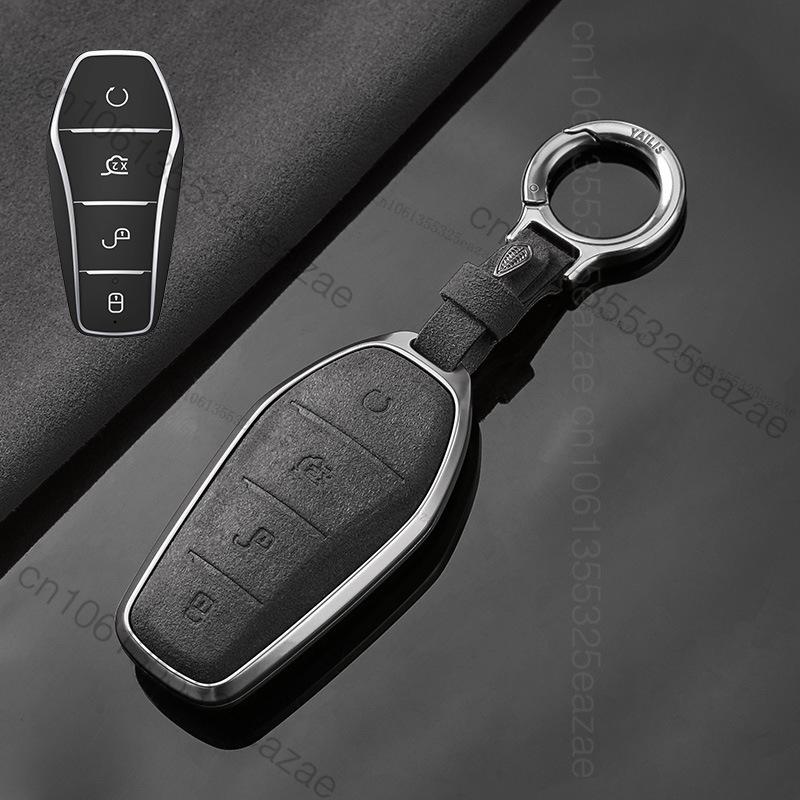 Metal Suede Car Remote Key Cover Case Holder Shell Fob For Byd New Atto 3 Atto2 Song Pro Han Tang Shark Dolphin Seal U Sealion 7