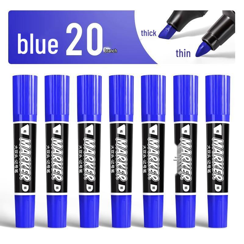 Large Double-Headed Oily Waterproof Marker - Black & Red Broad Tip, Non-Fading, Oil-Proof for Industrial Use