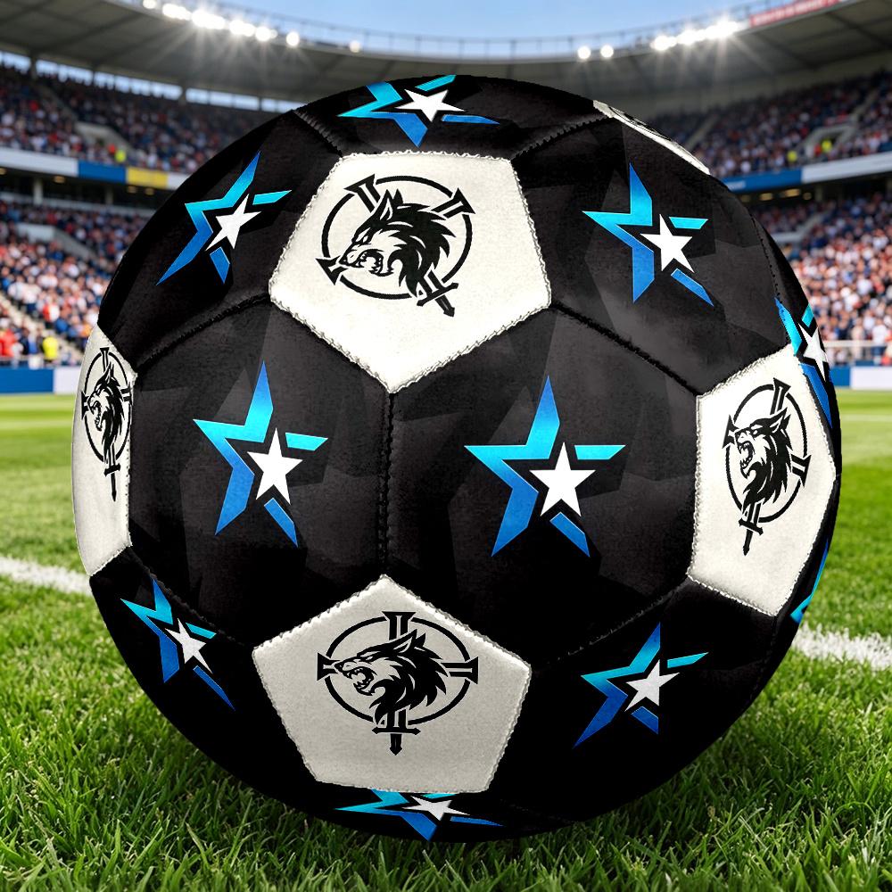 1PC Starlit Geometric Wolf Cross Soccer Ball Size 5 Football Machine Sewn Indoor/Outdoor Universal Football Gift W18