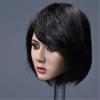 1/6 Asian Beautiful Woman Head with Black Short Hair Carving Model Fits 12 Inch Action Figure Body