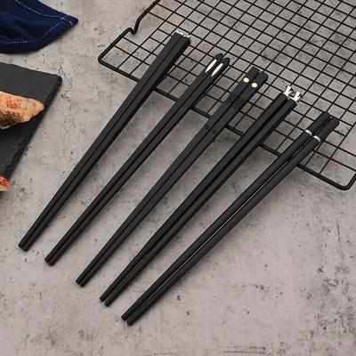 1Set Black Alloy Chopsticks Set Korean Food Sushi Sticks Chopsticks Reusable Non-slip Chopsticks Party Home Chopsticks