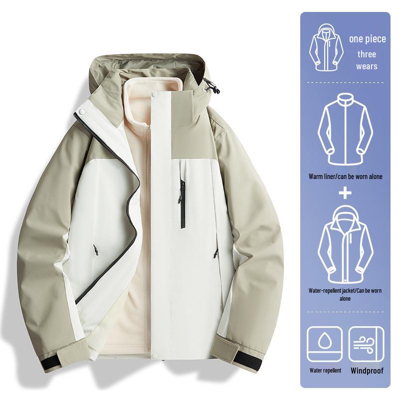 2024 Unisex Outdoor Windproof & Waterproof Jacket with Detachable Liner for Travel, Hiking, & Mountaineering