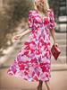 Sommer V-Ausschnitt Bedrucktes Taillen Empire-Kleid