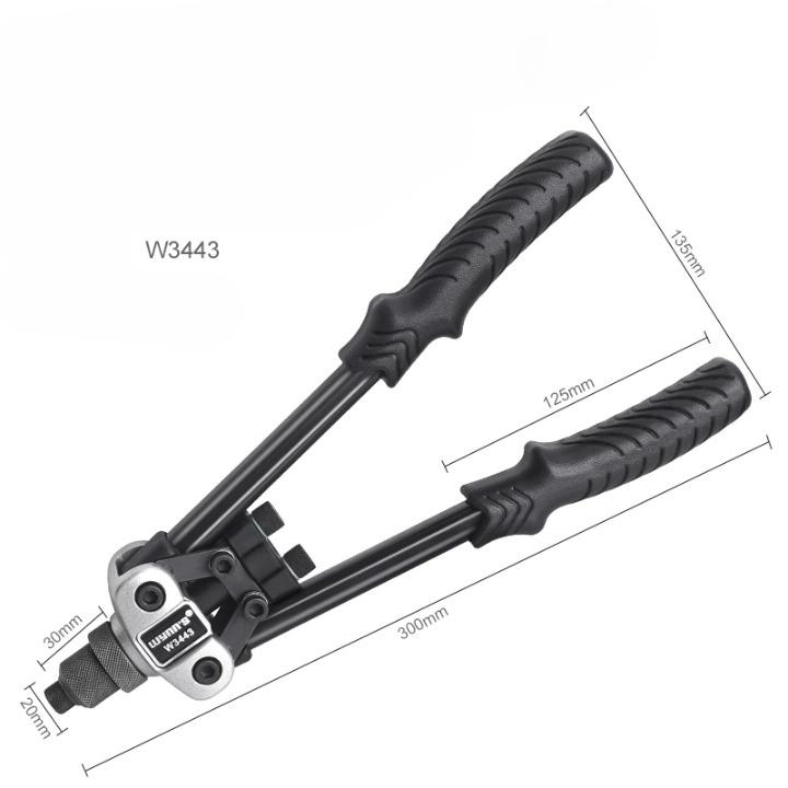 Manual Rivet Gun Set with 16 Sizes of Rivet Heads, Heavy-duty One-handed Rivet Gun Tool for Metal, Plastic and Leather