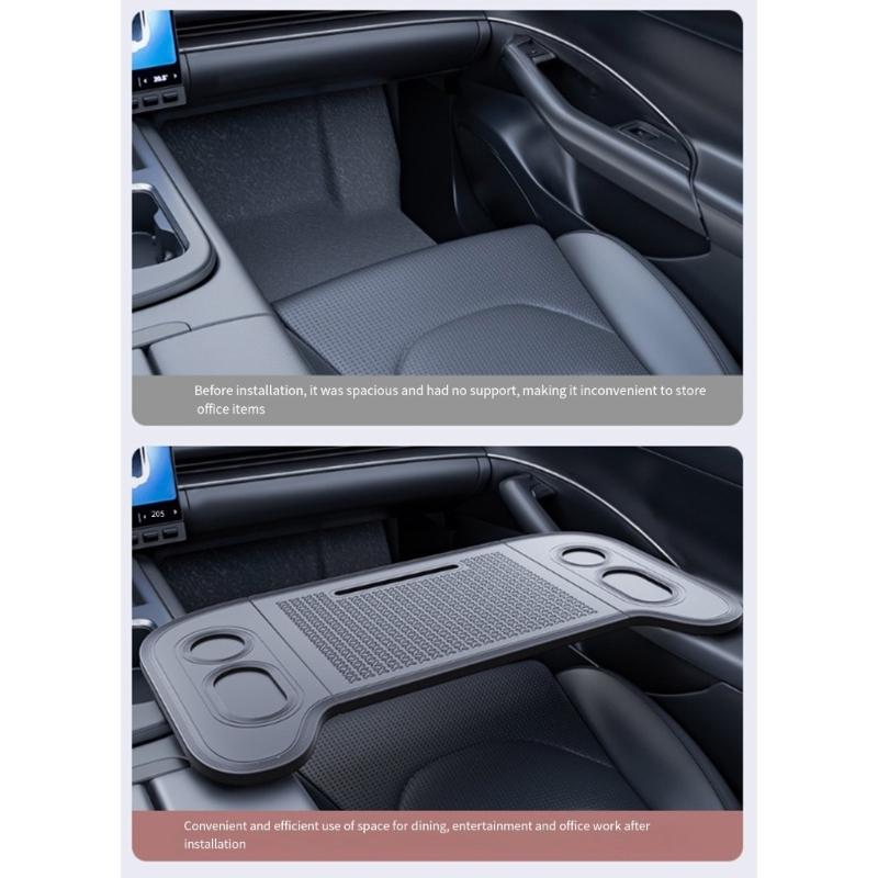 Quick Setups 3 Section Auto Table Space Saving Strong Surfaces Sturdy Vehicle Mounted Tray Collapsible for Snacks Laptop